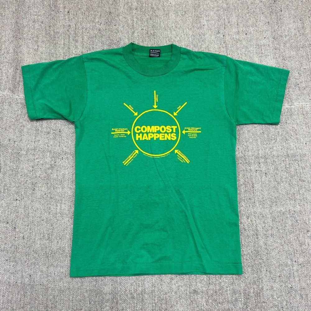 Vintage Compost Happens Shirt Mens Medium Green 1990s